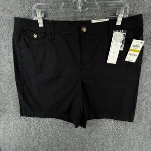 NWT Charter Club Shorts Women Size 14 Black Pockets Cotton Stretch Classic Fit